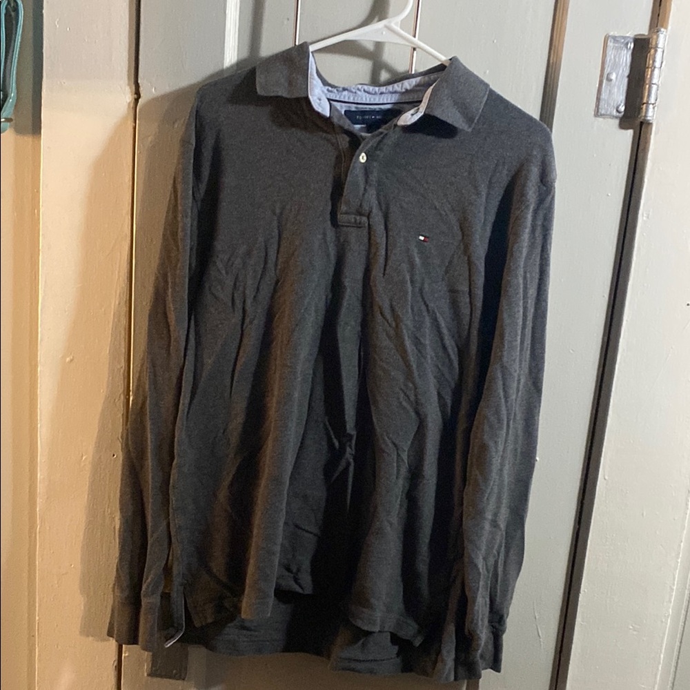 Tommy Hilfiger Gray Polo Shirt Casual Knit Design